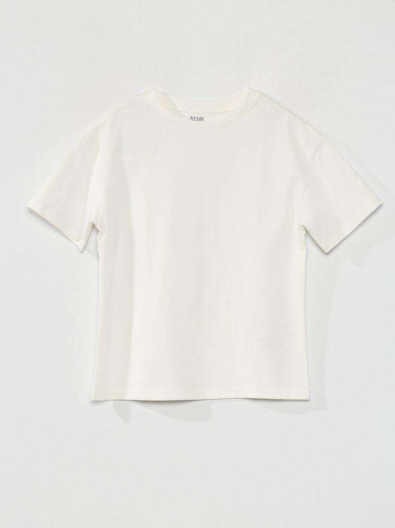 T-shirt em jersey lisa Branco - Kiabi