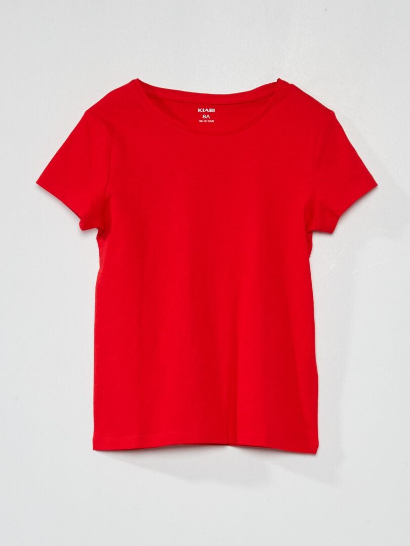 T-shirt em jersey lisa Vermelho - Kiabi