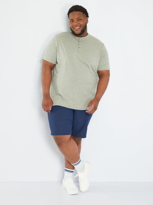 T-shirt em jersey matizado com gola tunisina - Kiabi