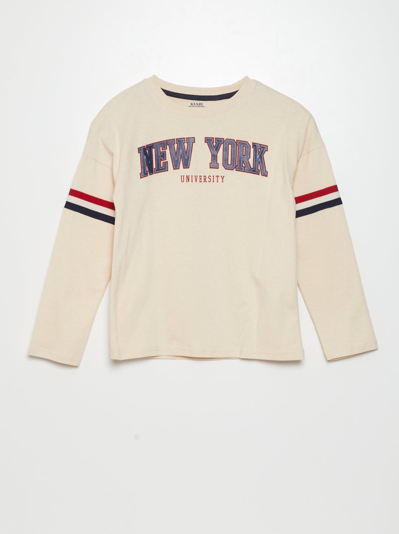 T-shirt em jersey 'New-York' BEGE - Kiabi