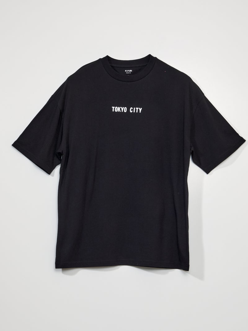 T-shirt em jersey Preto - Kiabi