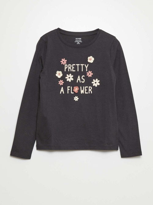 T-shirt em jersey 'pretty as a flower' - Kiabi