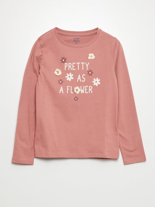 T-shirt em jersey 'pretty as a flower' - Kiabi