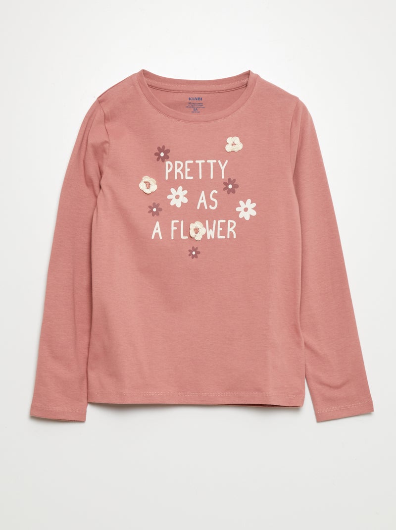 T-shirt em jersey 'pretty as a flower' ROSA - Kiabi