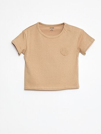 T-shirt em jersey que abre com molas de pressão no ombro