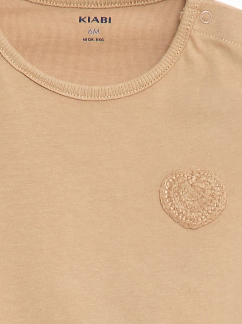 T-shirt em jersey que abre com molas de pressão no ombro Bege - Kiabi