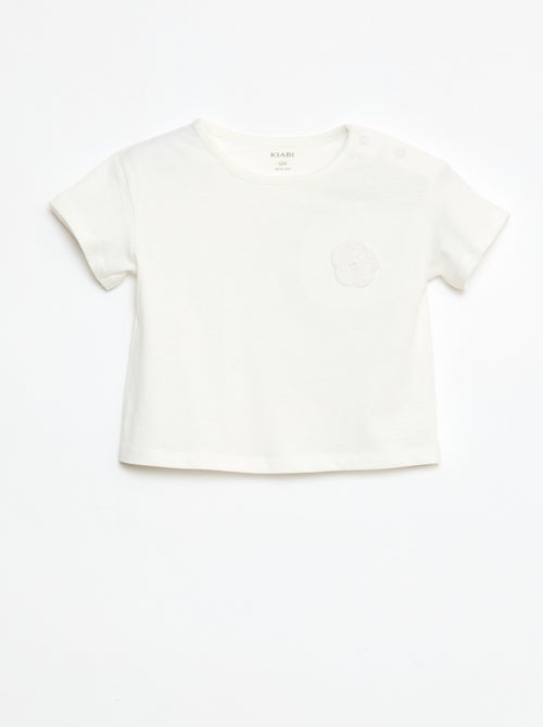 T-shirt em jersey que abre com molas de pressão no ombro - Kiabi