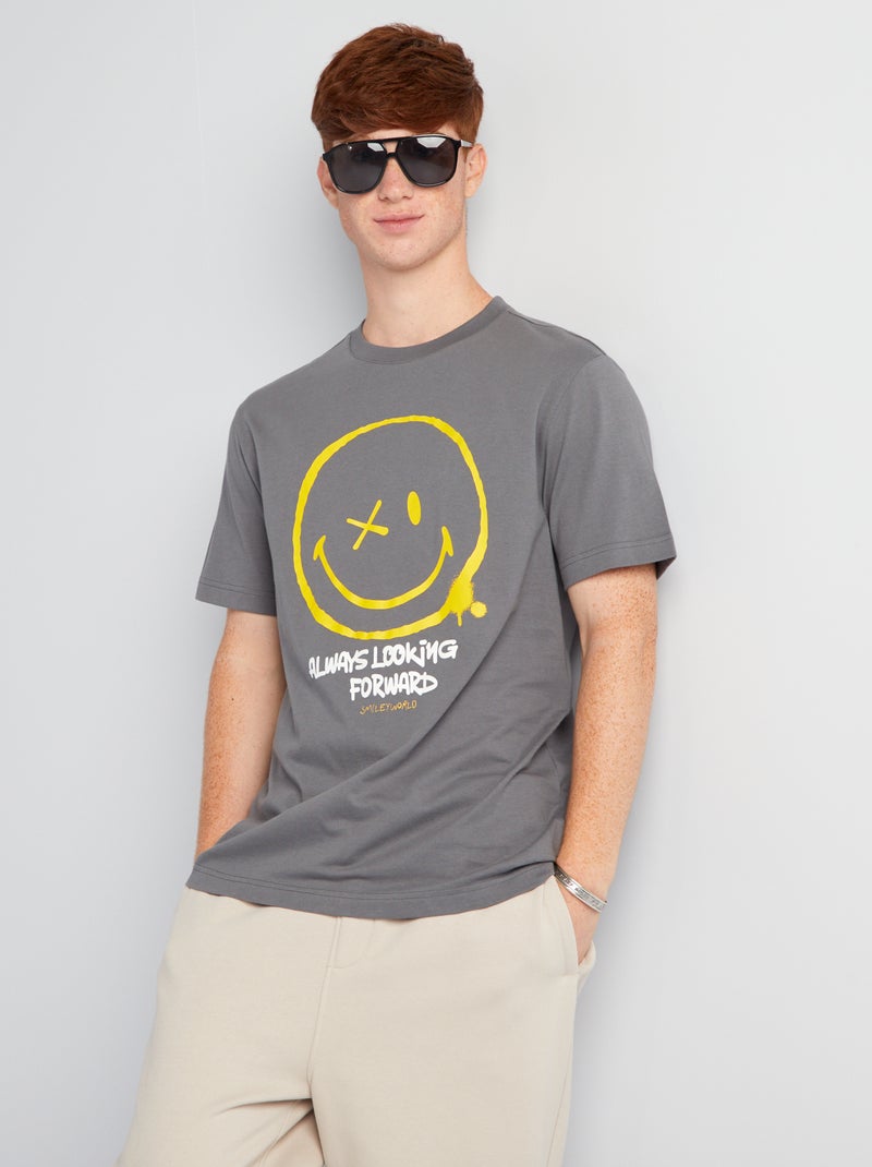 T-shirt em jersey 'SmileyWorld' CINZA - Kiabi