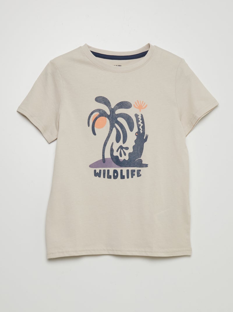 T-shirt em jersey 'surf' n BRANCO - Kiabi