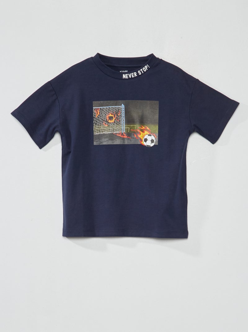 T-shirt em jersey 'Ténis' manga curtas AZUL - Kiabi