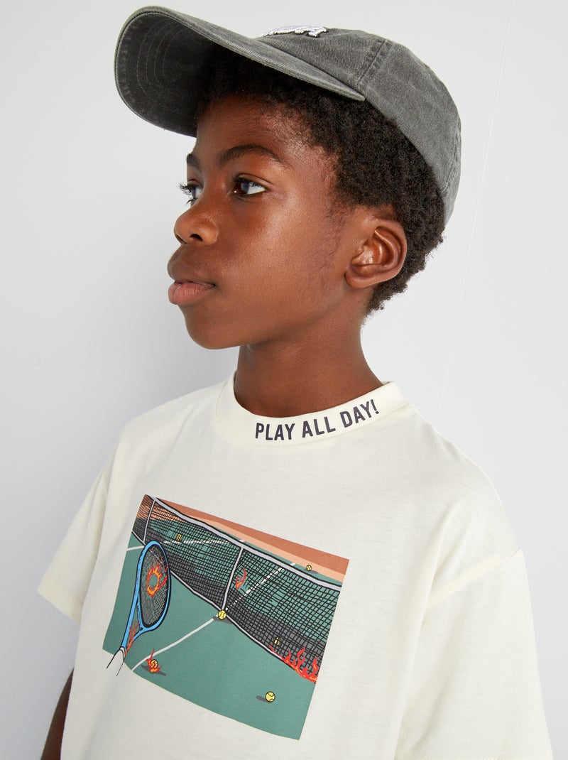 T-shirt em jersey 'Ténis' manga curtas BEGE - Kiabi