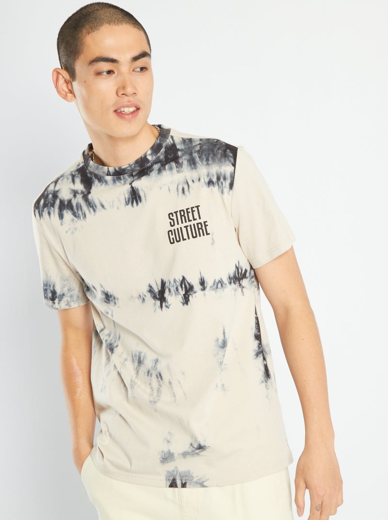 T-shirt em jersey 'Tie and dye' CINZA - Kiabi