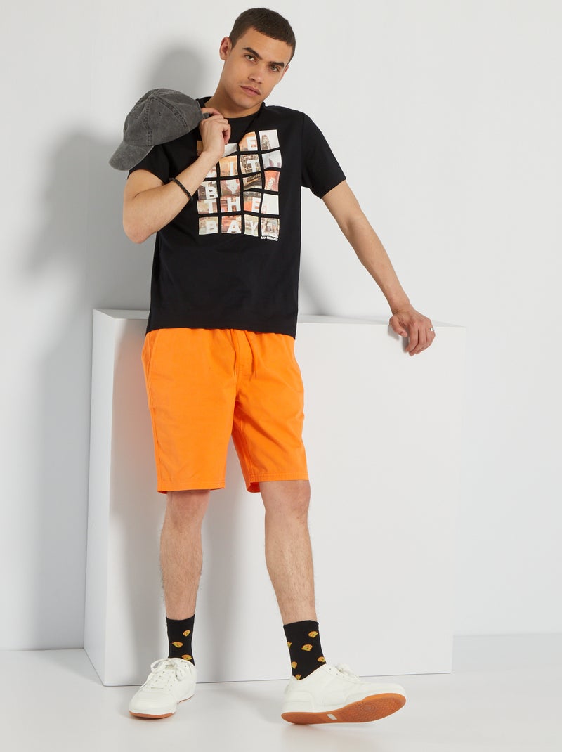 T-shirt em jersey 'Tokyo' PRETO - Kiabi