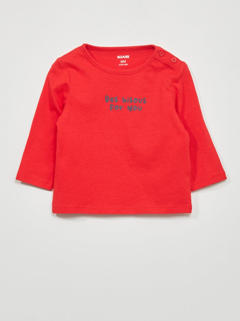T-shirt em jersey VERMELHO - Kiabi