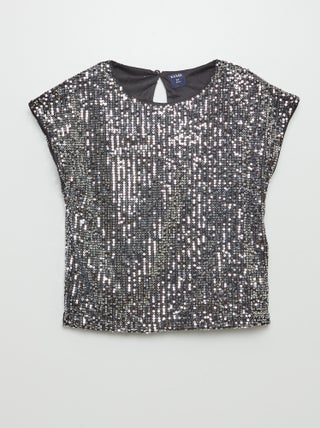 T-shirt em lantejoulas