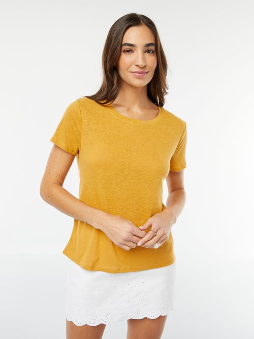 T-shirt em linho misturado - Kiabi