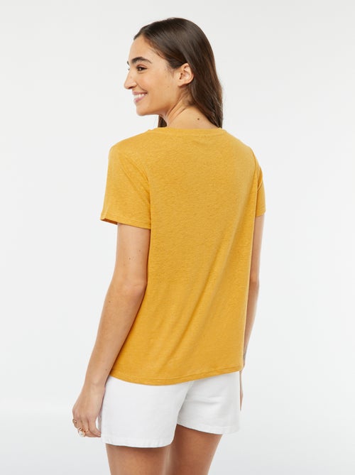 T-shirt em linho misturado - Kiabi