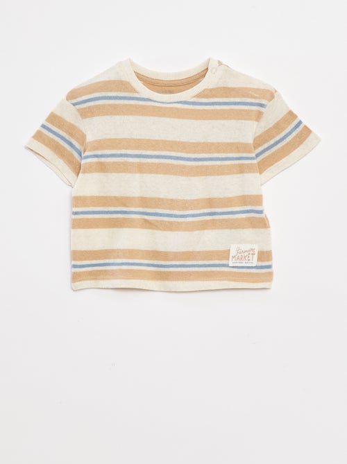 T-shirt em linho misturado com riscas - Kiabi