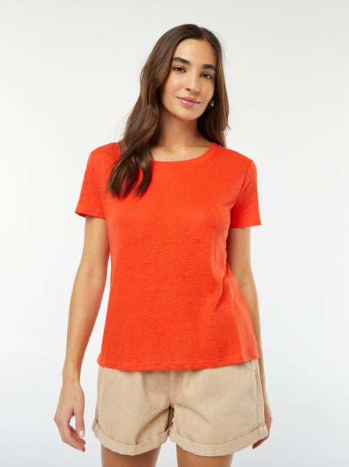 T-shirt em linho misturado - Kiabi