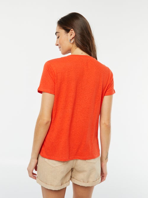 T-shirt em linho misturado - Kiabi