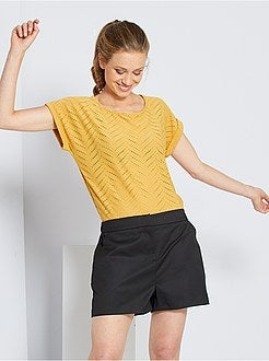 T-shirt em malha ajurada - Kiabi