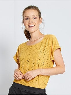 T-shirt em malha ajurada - Kiabi