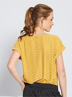 T-shirt em malha ajurada - Kiabi