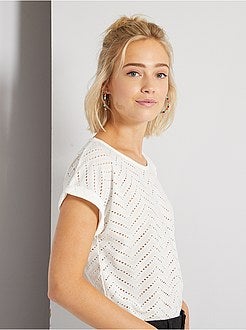 T-shirt em malha ajurada - Kiabi