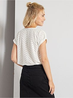 T-shirt em malha ajurada - Kiabi