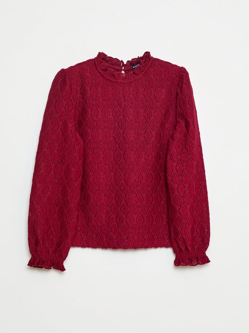 T-shirt em malha ajurada Vermelho - Kiabi