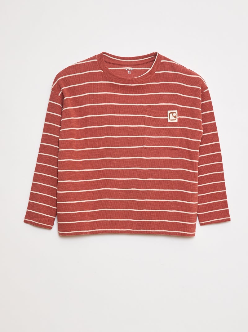 T-shirt em malha às riscas Vermelho - Kiabi