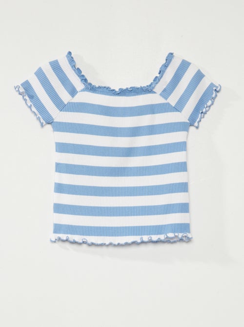 T-shirt em malha canelada 'às riscas' - Kiabi