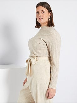 T-shirt em malha canelada - Kiabi