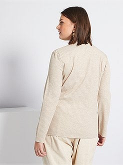 T-shirt em malha canelada - Kiabi