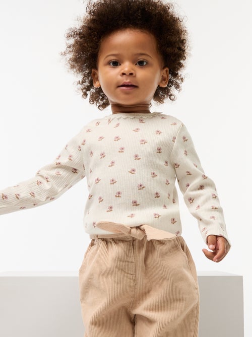 T-shirt em malha canelada - Kiabi