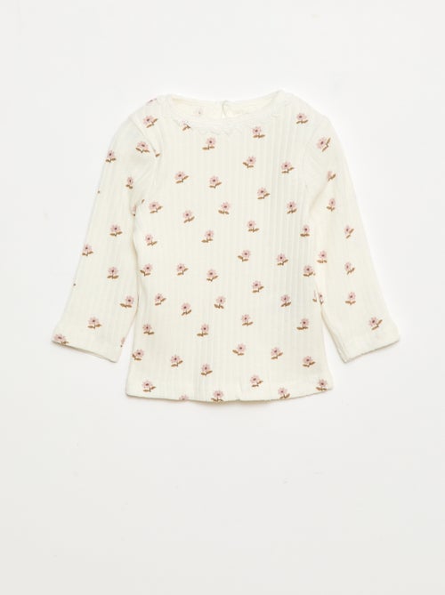 T-shirt em malha canelada - Kiabi