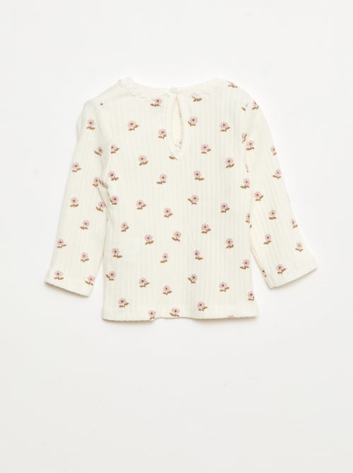 T-shirt em malha canelada - Kiabi