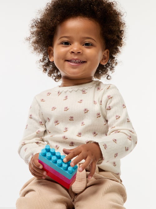 T-shirt em malha canelada - Kiabi