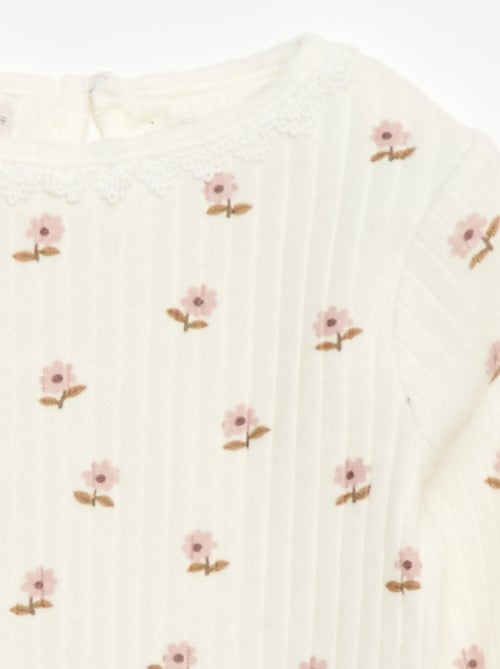 T-shirt em malha canelada - Kiabi