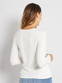 T-shirt em malha canelada - Kiabi