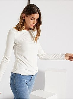 T-shirt em malha canelada - Kiabi