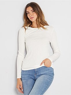 T-shirt em malha canelada - Kiabi