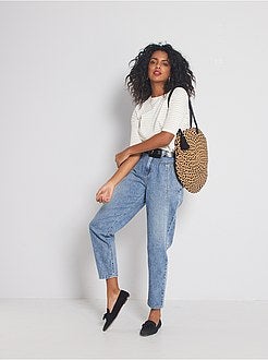 T-shirt em malha canelada - Kiabi