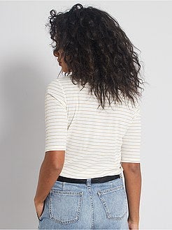 T-shirt em malha canelada - Kiabi