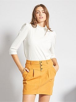 T-shirt em malha canelada - Kiabi