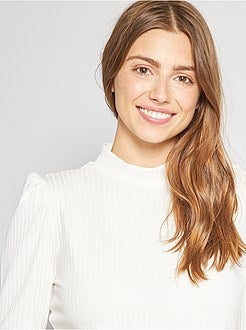 T-shirt em malha canelada - Kiabi