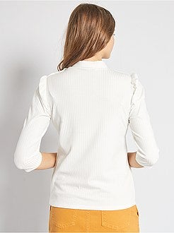 T-shirt em malha canelada - Kiabi