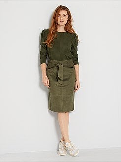 T-shirt em malha canelada - Kiabi