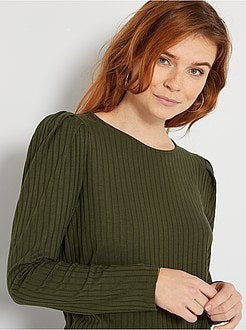 T-shirt em malha canelada - Kiabi