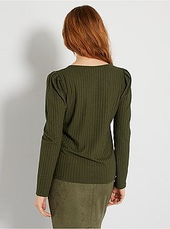 T-shirt em malha canelada - Kiabi